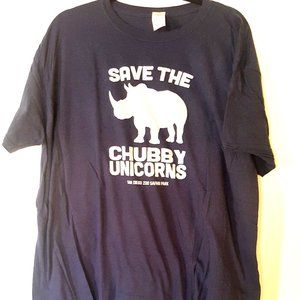 SAVE THE CHUBBY UNICORNS Shirt Tee 2XL T-Shirt San Diego Zoo Blue Rhino